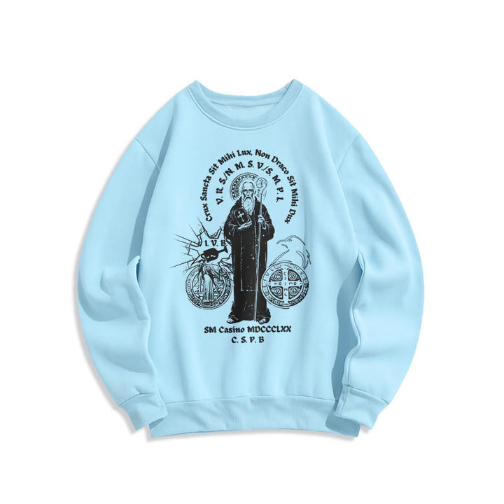 Christianartworkshop Classic Style St. Benedict Figure Fleece Lined Polyester Sweatshirt - Blue - 2XL - image 25