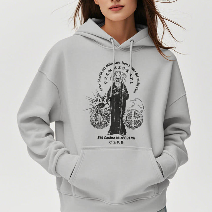 Christianartworkshop Classic Style St. Benedict Figure Fleece Lined Polyester Hoodie - image 32
