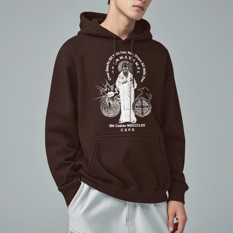 Christianartworkshop Classic Style St. Benedict Figure Fleece Lined Polyester Hoodie - image 18