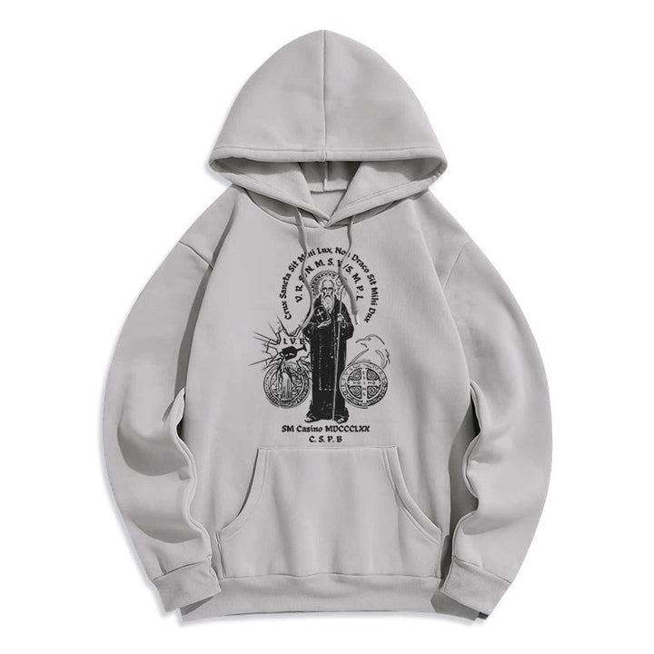 Christianartworkshop Classic Style St. Benedict Figure Fleece Lined Polyester Hoodie - Grey - 2XL - image 30