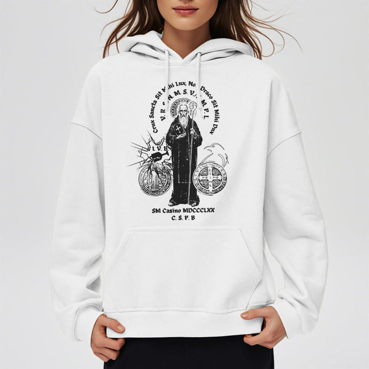 Christianartworkshop Classic Style St. Benedict Figure Fleece Lined Polyester Hoodie - image 7