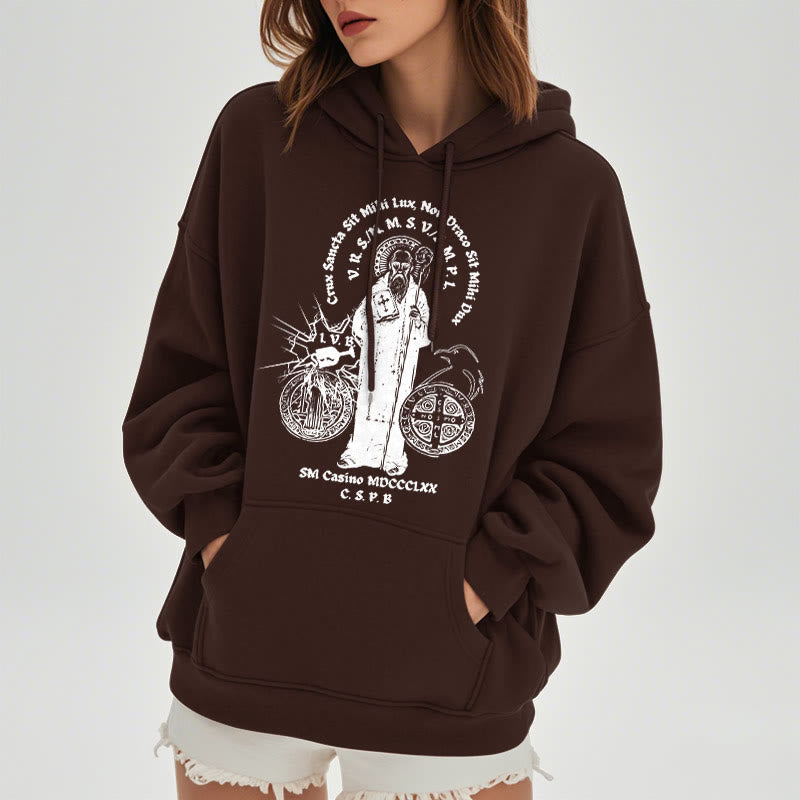 Christianartworkshop Classic Style St. Benedict Figure Fleece Lined Polyester Hoodie - image 17
