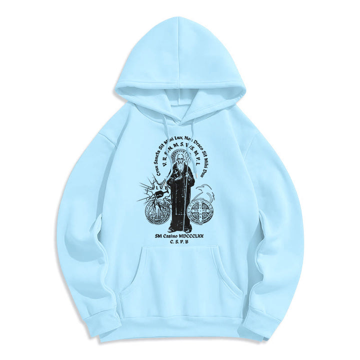 Christianartworkshop Classic Style St. Benedict Figure Fleece Lined Polyester Hoodie - Blue - 2XL - image 25