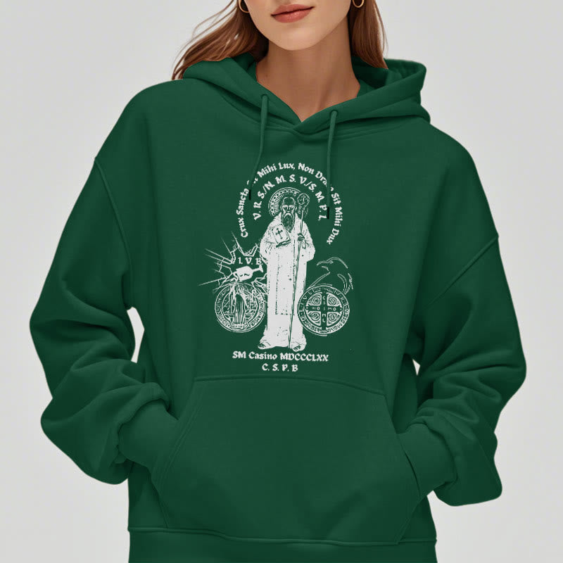 Christianartworkshop Classic Style St. Benedict Figure Fleece Lined Polyester Hoodie - image 23