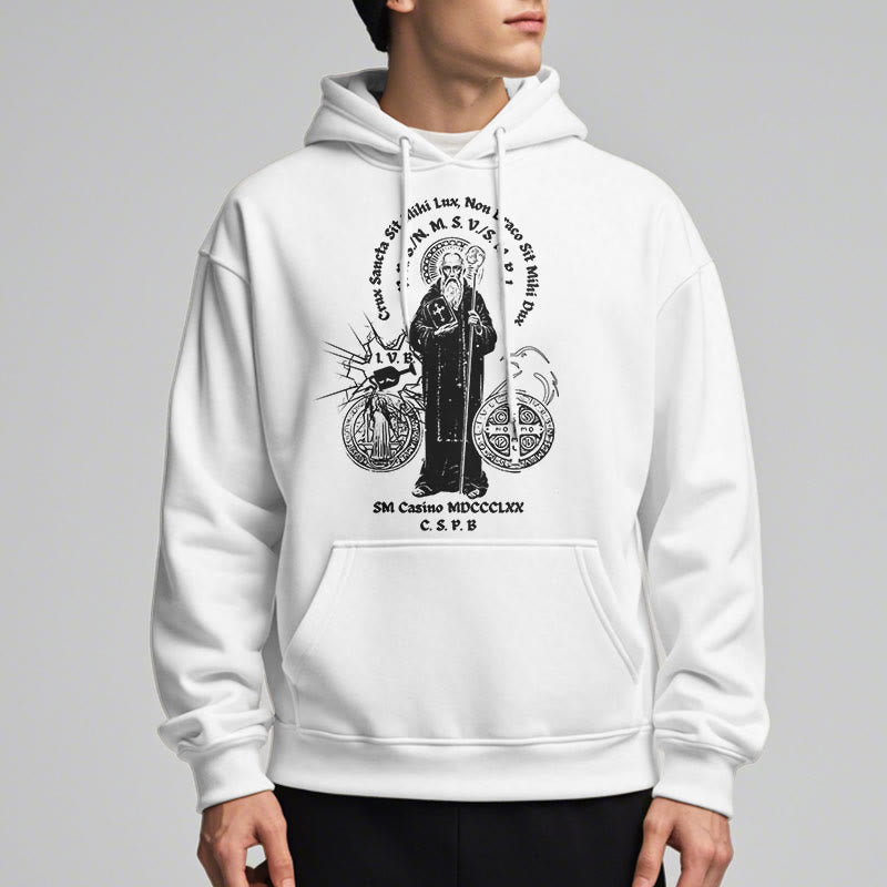 Christianartworkshop Classic Style St. Benedict Figure Fleece Lined Polyester Hoodie - image 8