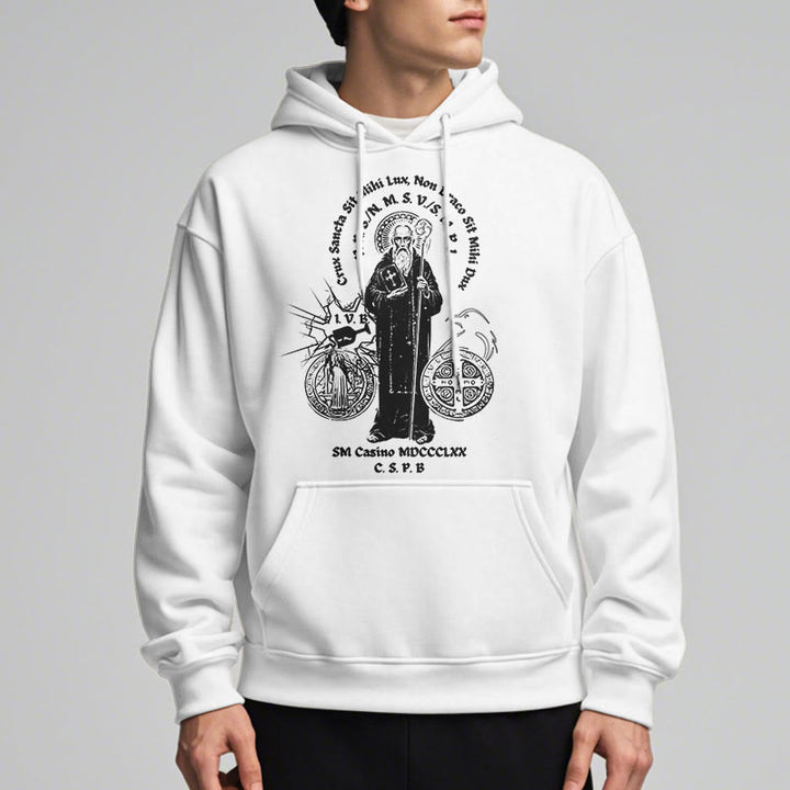 Christianartworkshop Classic Style St. Benedict Figure Fleece Lined Polyester Hoodie - image 8