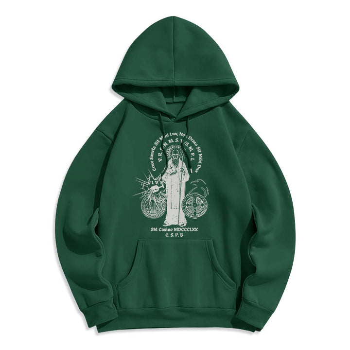 Christianartworkshop Classic Style St. Benedict Figure Fleece Lined Polyester Hoodie - Green - 2XL - image 20