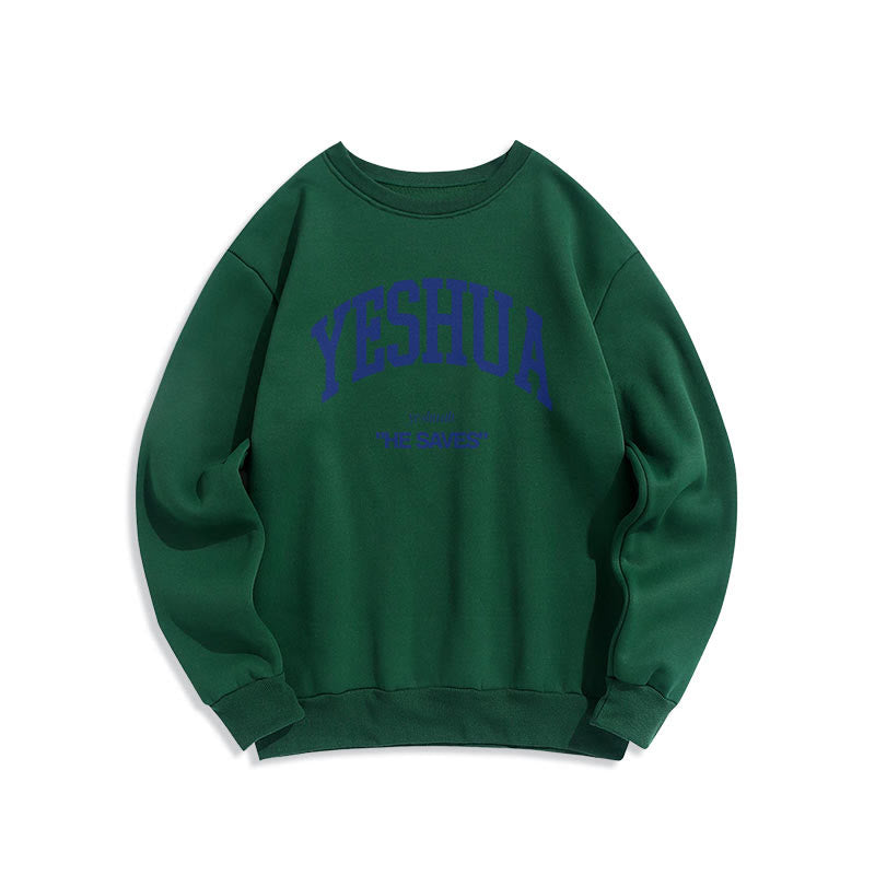 Christianartworkshop Classic Style Yeshua He Saves Fleece Lined Polyester Sweatshirt - Green - 2XL - image 20