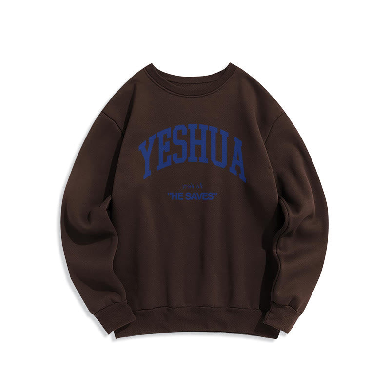 Christianartworkshop Classic Style Yeshua He Saves Fleece Lined Polyester Sweatshirt - Brown - 2XL - image 15