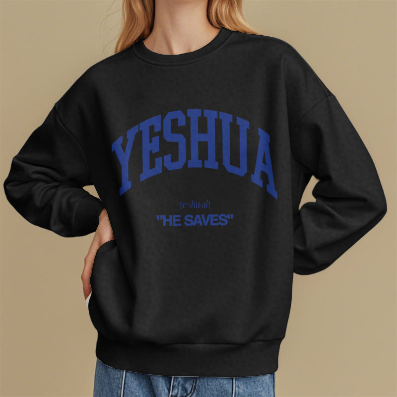 Christianartworkshop Classic Style Yeshua He Saves Fleece Lined Polyester Sweatshirt - image 2