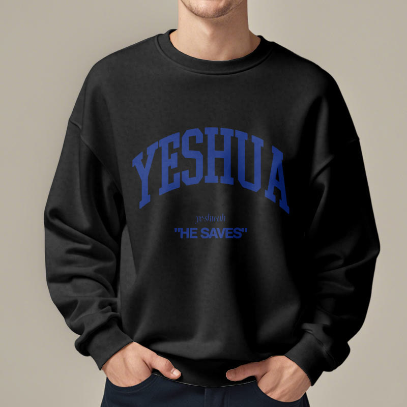 Christianartworkshop Classic Style Yeshua He Saves Fleece Lined Polyester Sweatshirt - image 1