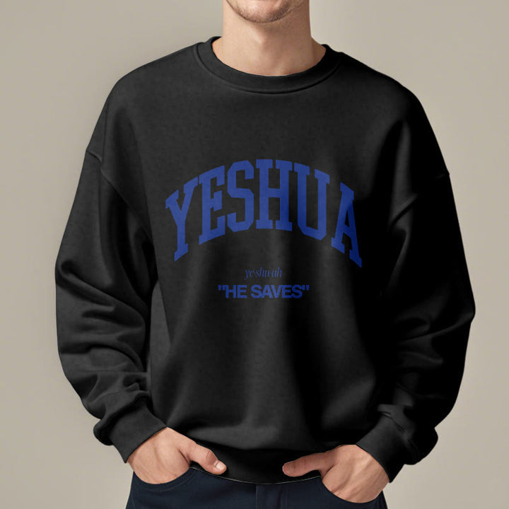 Christianartworkshop Classic Style Yeshua He Saves Fleece Lined Polyester Sweatshirt - image 1