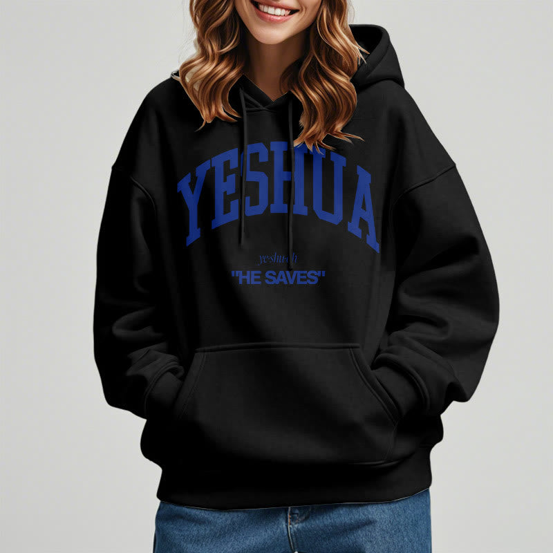 Christianartworkshop Classic Style Yeshua He Saves Fleece Lined Polyester Hoodie - image 1
