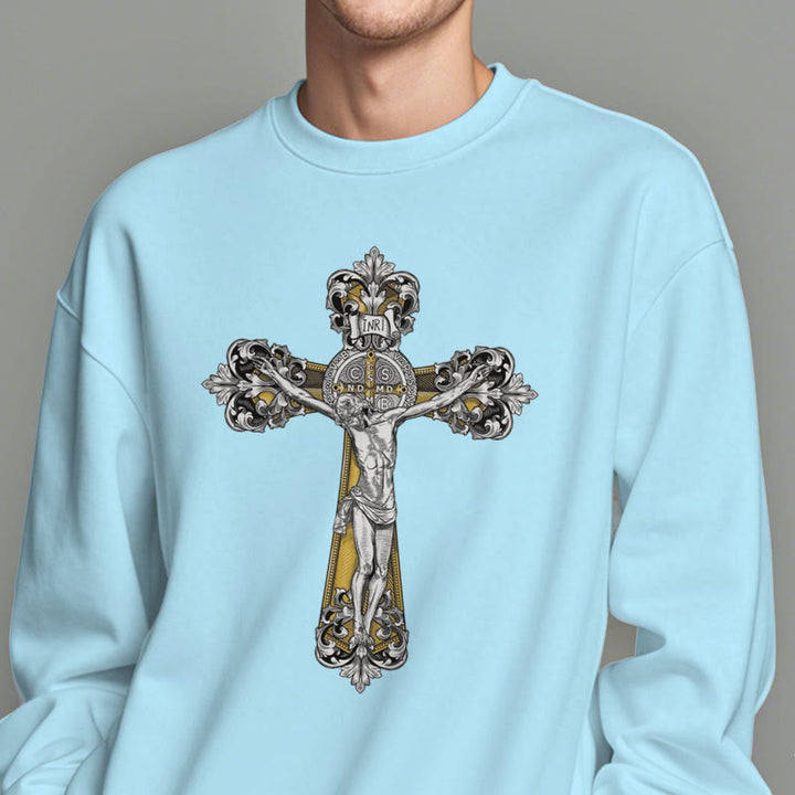 Classic Style St. Benedict Cruxifix Faith Fleece Lined Polyester Sweatshirt - image 28