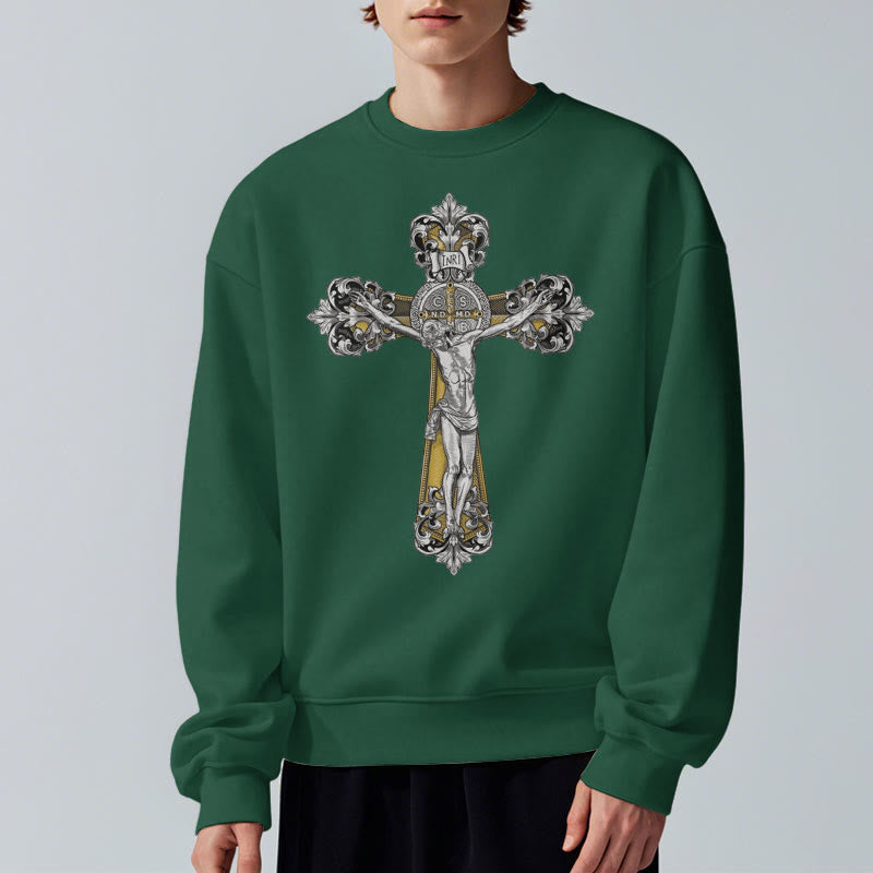 Classic Style St. Benedict Cruxifix Faith Fleece Lined Polyester Sweatshirt - image 22