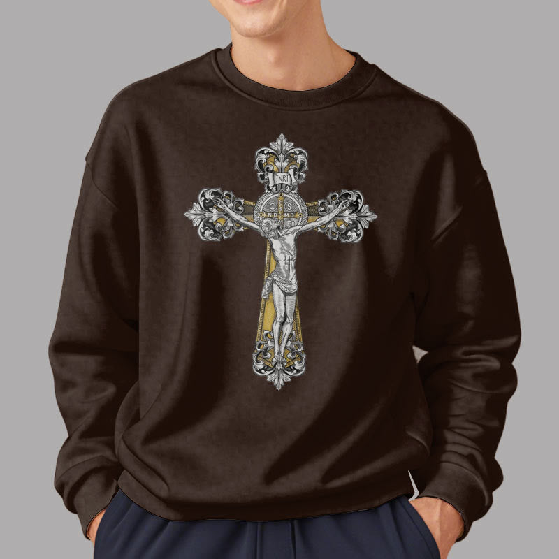 Classic Style St. Benedict Cruxifix Faith Fleece Lined Polyester Sweatshirt - image 17
