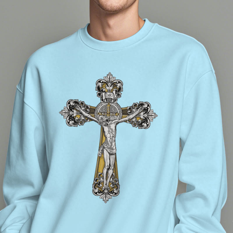 Classic Style St. Benedict Cruxifix Faith Fleece Lined Polyester Sweatshirt - image 28