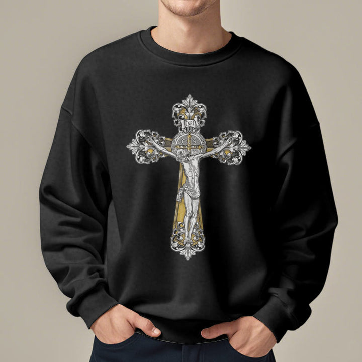 Classic Style St. Benedict Cruxifix Faith Fleece Lined Polyester Sweatshirt - image 2