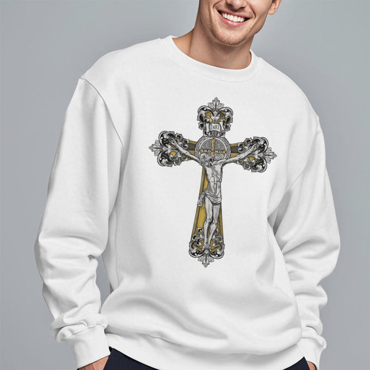 Classic Style St. Benedict Cruxifix Faith Fleece Lined Polyester Sweatshirt - image 8