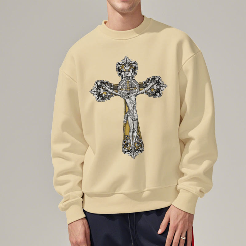 Classic Style St. Benedict Cruxifix Faith Fleece Lined Polyester Sweatshirt - image 12