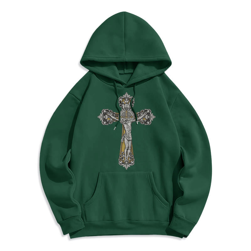 Christianartworkshop Classic Style St. Benedict Cruxifix Faith Fleece Lined Polyester Hoodie - Green - 2XL - image 20
