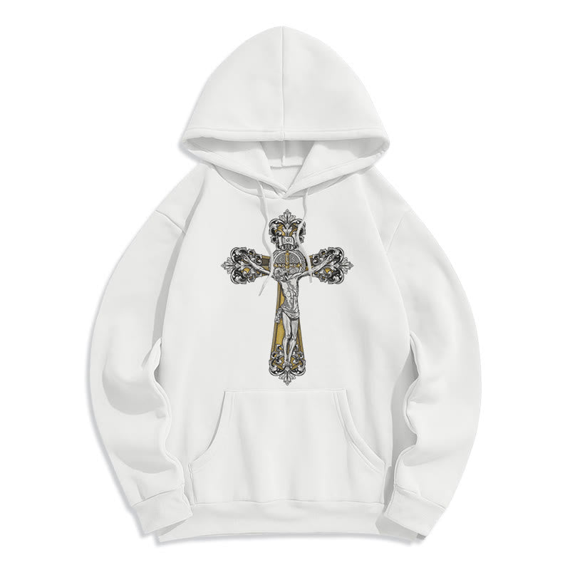 Classic Style St. Benedict Cruxifix Faith Fleece Lined Polyester Hoodie - White - 2XL - image 5