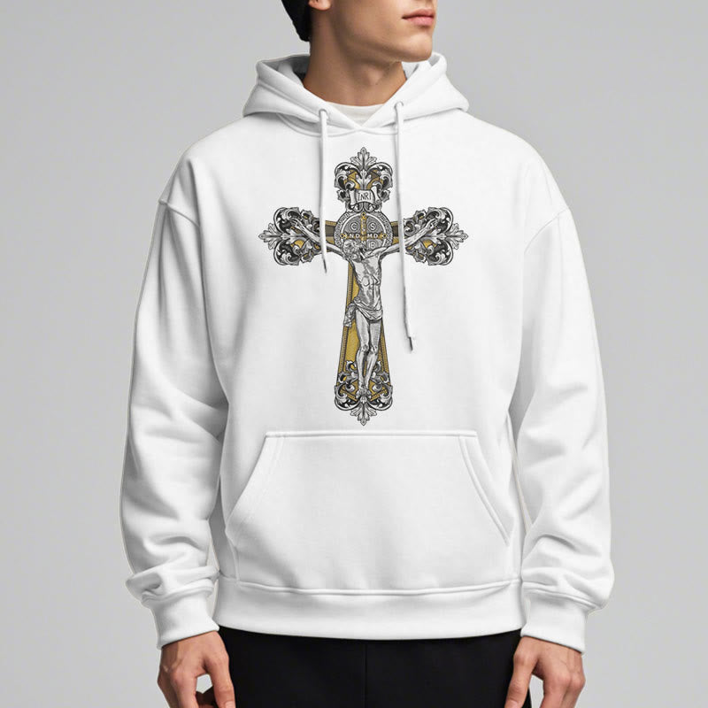 Classic Style St. Benedict Cruxifix Faith Fleece Lined Polyester Hoodie