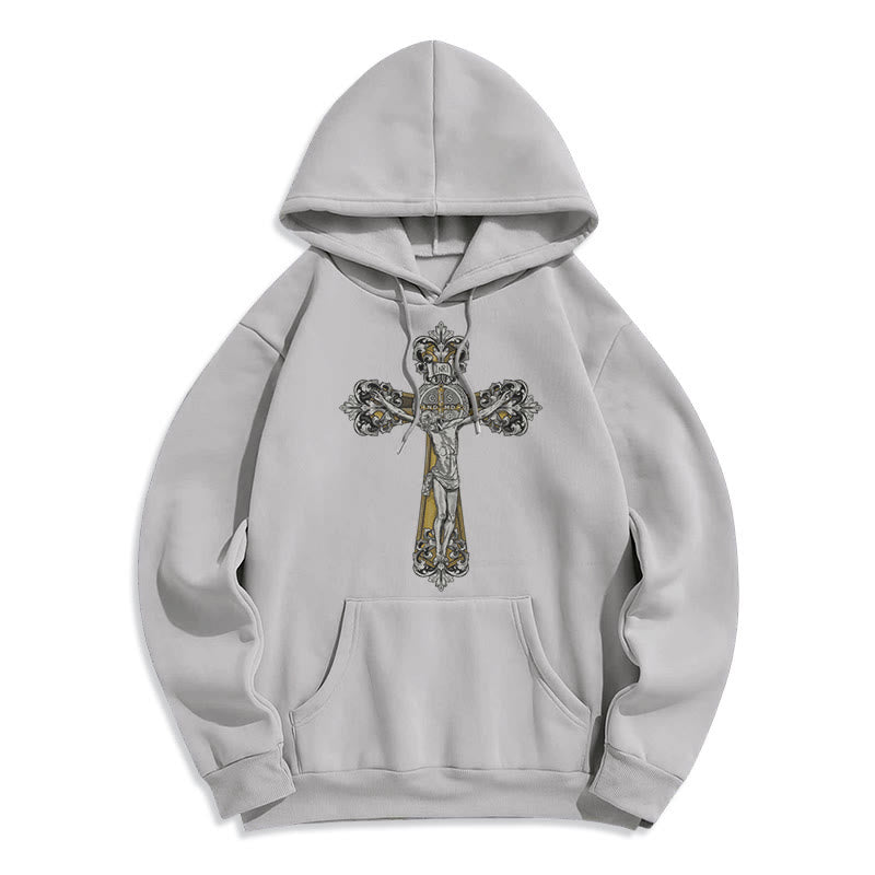Christianartworkshop Classic Style St. Benedict Cruxifix Faith Fleece Lined Polyester Hoodie - Grey - 2XL - image 30