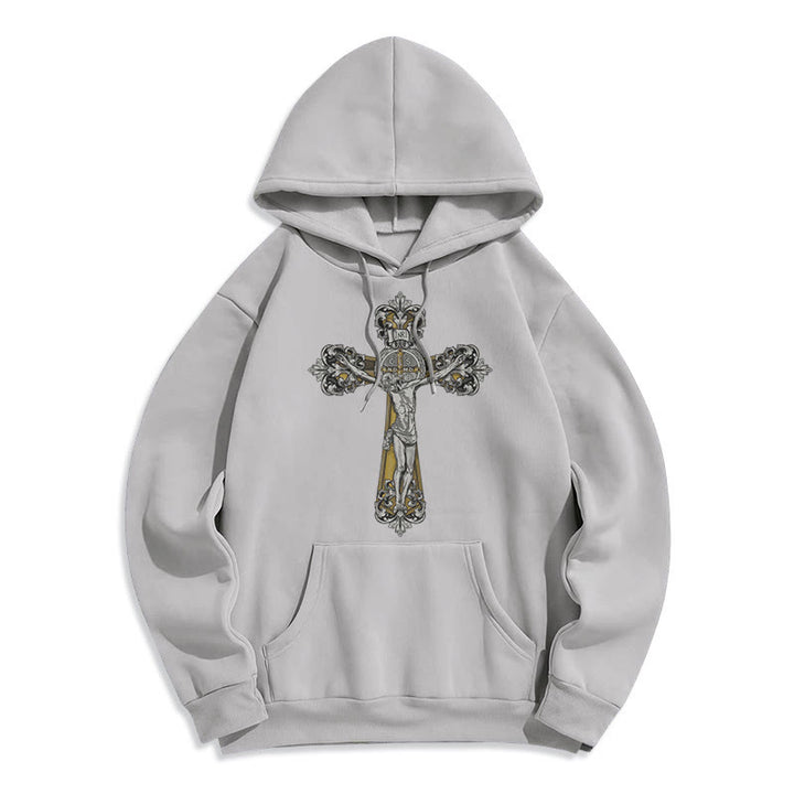 Christianartworkshop Classic Style St. Benedict Cruxifix Faith Fleece Lined Polyester Hoodie - Grey - 2XL - image 30