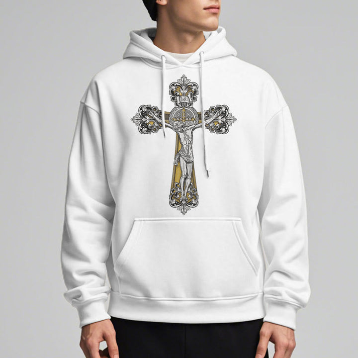 Classic Style St. Benedict Cruxifix Faith Fleece Lined Polyester Hoodie - image 8