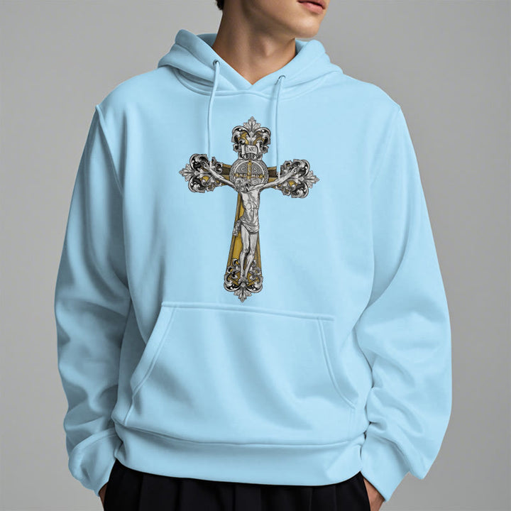 Classic Style St. Benedict Cruxifix Faith Fleece Lined Polyester Hoodie