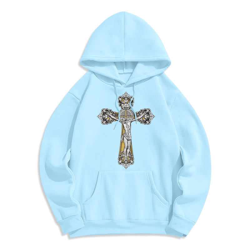 Christianartworkshop Classic Style St. Benedict Cruxifix Faith Fleece Lined Polyester Hoodie - Blue - 2XL - image 25