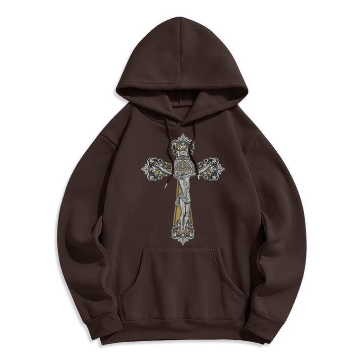 Classic Style St. Benedict Cruxifix Faith Fleece Lined Polyester Hoodie - Brown - 2XL - image 15