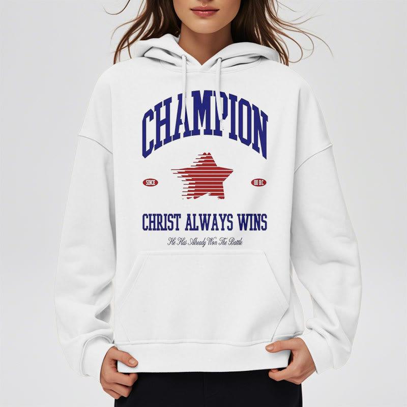 Christianartworkshop Modern Style Champion Christ Always Wins Fleece Lined Polyester Hoodie - image 13