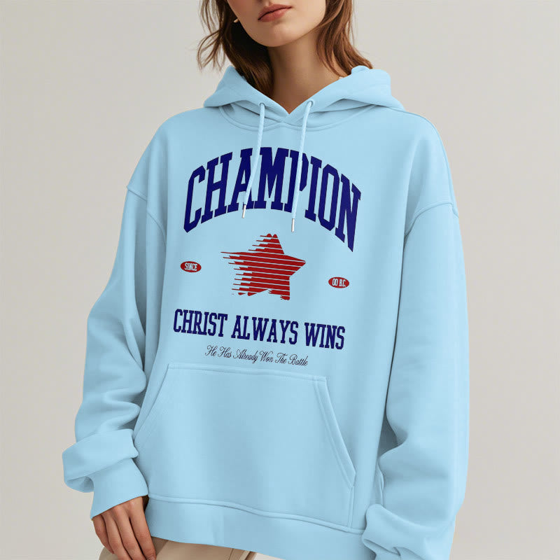 Christianartworkshop Modern Style Champion Christ Always Wins Fleece Lined Polyester Hoodie - image 32