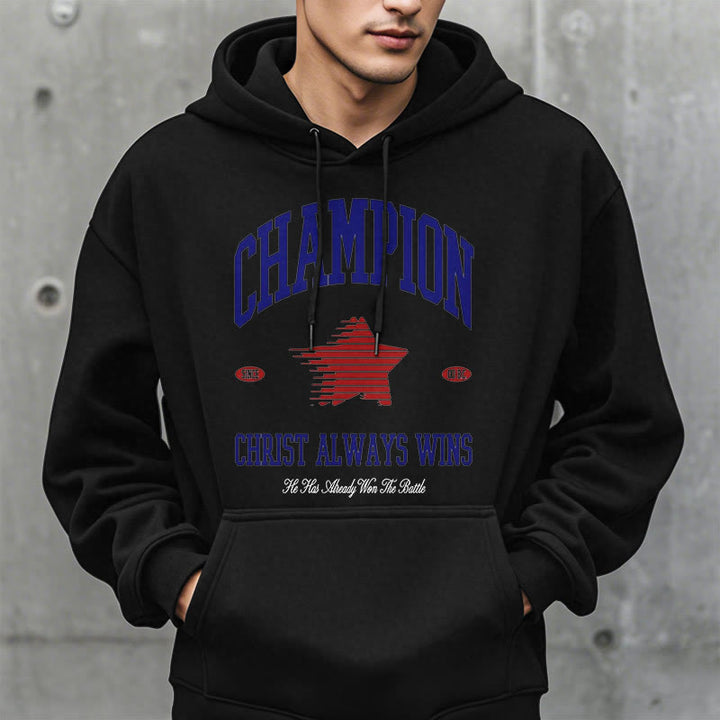 Christianartworkshop Modern Style Champion Christ Always Wins Fleece Lined Polyester Hoodie - image 8