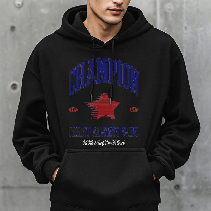 Christianartworkshop Modern Style Champion Christ Always Wins Fleece Lined Polyester Hoodie - image 8