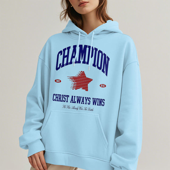 Christianartworkshop Modern Style Champion Christ Always Wins Fleece Lined Polyester Hoodie - image 32