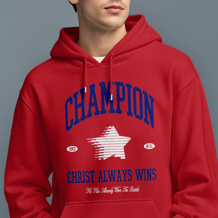 Christianartworkshop Modern Style Champion Christ Always Wins Fleece Lined Polyester Hoodie - image 2