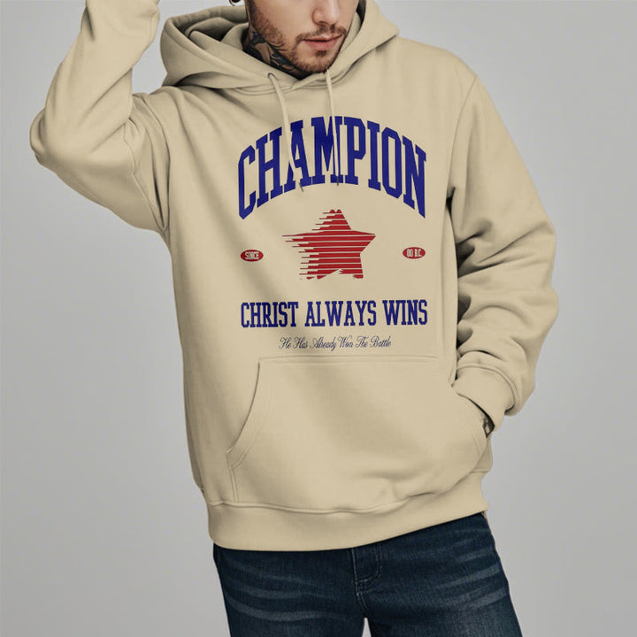 Christianartworkshop Modern Style Champion Christ Always Wins Fleece Lined Polyester Hoodie - image 17