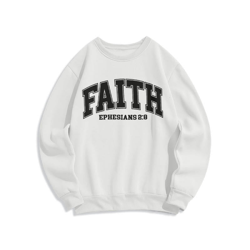 Modern Style Faith Ephesians 2 : 8 Fleece Lined Polyester Sweatshirt - White - 2XL - image 10