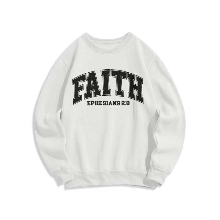 Modern Style Faith Ephesians 2 : 8 Fleece Lined Polyester Sweatshirt - White - 2XL - image 10