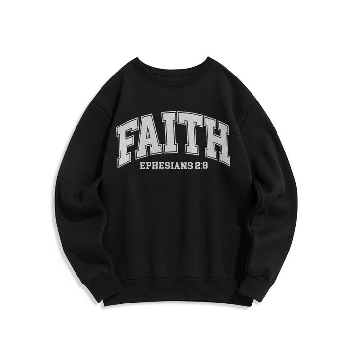 Christianartworkshop Modern Style Faith Ephesians 2 : 8 Fleece Lined Polyester Sweatshirt - Black - 2XL - image 5