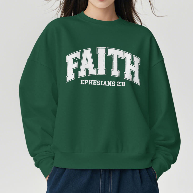 Christianartworkshop Modern Style Faith Ephesians 2 : 8 Fleece Lined Polyester Sweatshirt - image 2