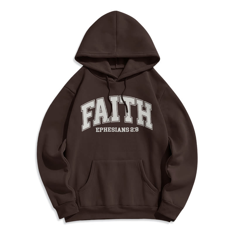 Modern Style Faith Ephesians 2 : 8 Fleece Lined Polyester Hoodie - Brown - 2XL - image 20