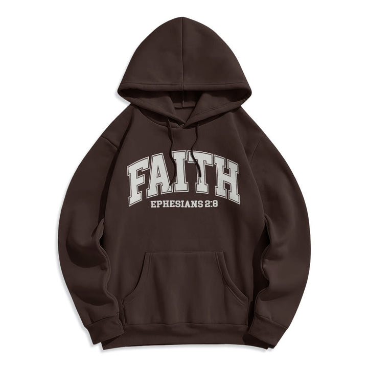 Modern Style Faith Ephesians 2 : 8 Fleece Lined Polyester Hoodie - Brown - 2XL - image 20