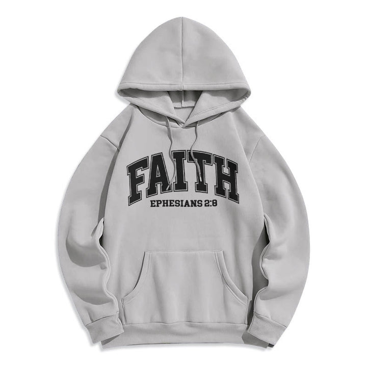 Modern Style Faith Ephesians 2 : 8 Fleece Lined Polyester Hoodie - Grey - 2XL - image 35