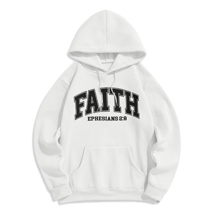 Modern Style Faith Ephesians 2 : 8 Fleece Lined Polyester Hoodie - White - 2XL - image 10