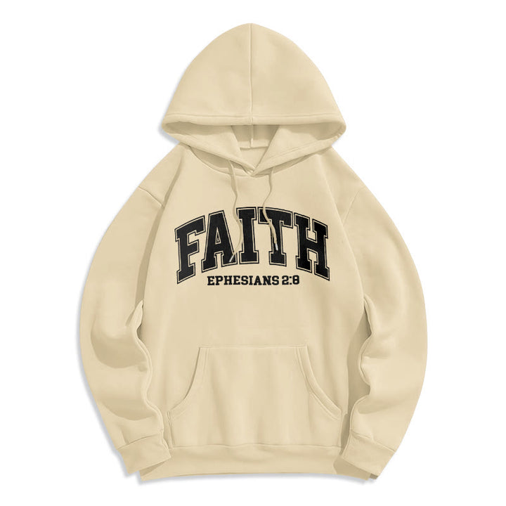 Modern Style Faith Ephesians 2 : 8 Fleece Lined Polyester Hoodie - Beige - 2XL - image 15
