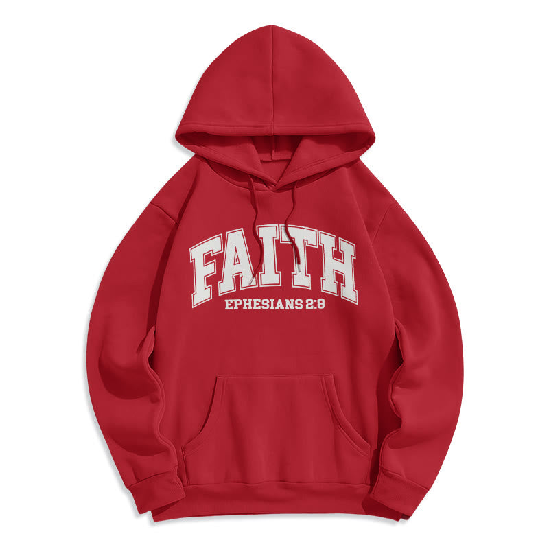 Modern Style Faith Ephesians 2 : 8 Fleece Lined Polyester Hoodie - Red - 2XL - image 0